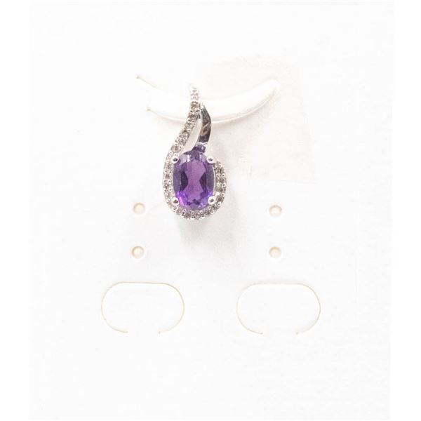 #86-NATURAL AMETHYST & CZ  PENDANT
