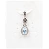 Image 1 : #146-NATURAL BLUE TOPAZ & CZ PENDANT