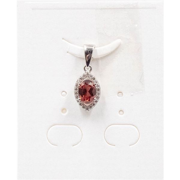 #128-NATURAL GARNET & CZ   PENDANT