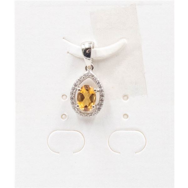 #114-NATURAL CITRIN & CZ  PENDANT