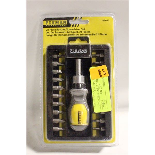 NEW FIXMAN 21 PIECE RATCHET SCREWDRIVER SET -