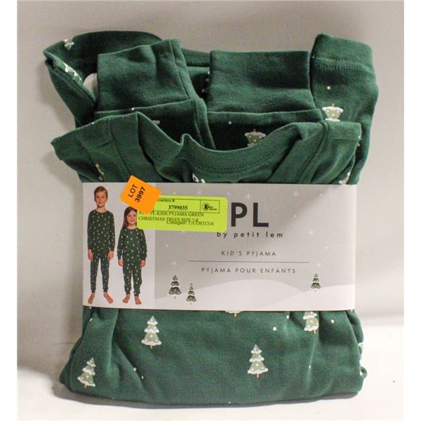 NEW PL KIDS PYJAMA GREEN CHRISTMAS TREES SIZE 7-8