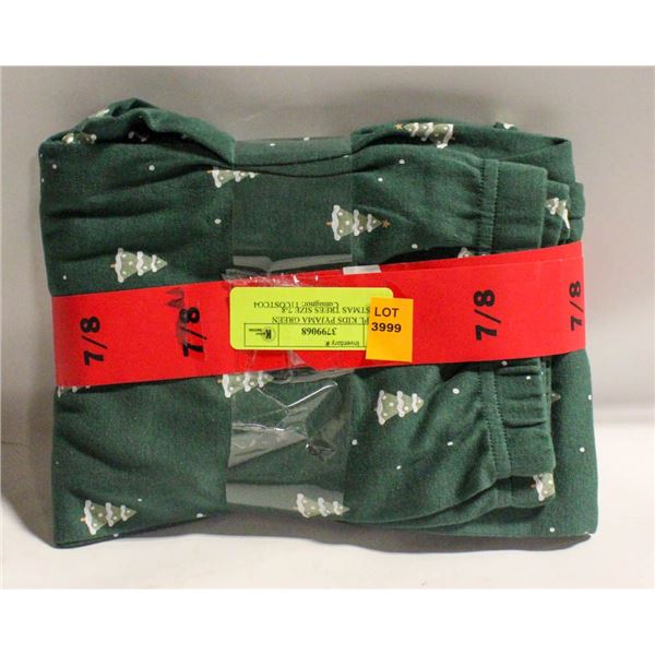 NEW PL KIDS PYJAMA GREEN CHRISTMAS TREES SIZE 7-8