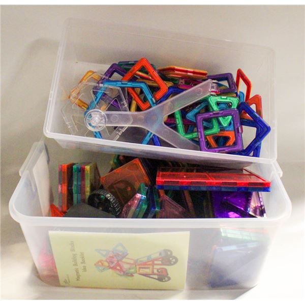 MAGNETIC BUILDING BLOCKS 2 PLASTIC CONTAINERS