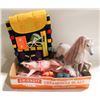 FLAT OF KIDS TOYS INCLUDING BARBIE HORSES