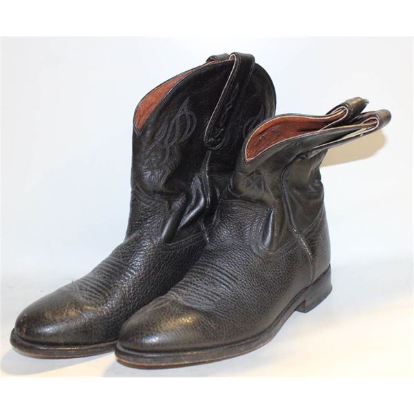 MENS 9 BLACK LEATHER COWBOY BOOTS