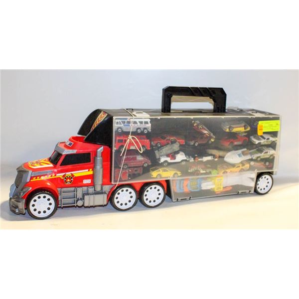 HOTWHEELS CARRYING CASE TRUCK FILLED W/CARS