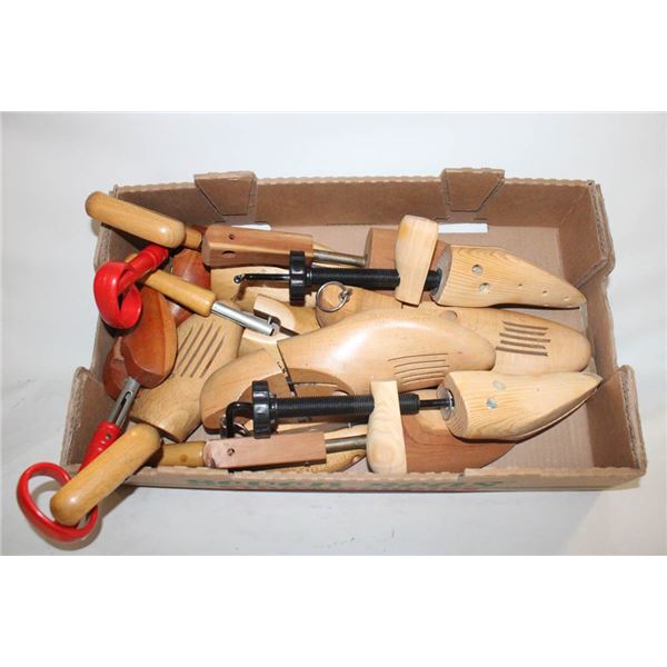FLAT OF WOODEN SHOE STRETCHERS