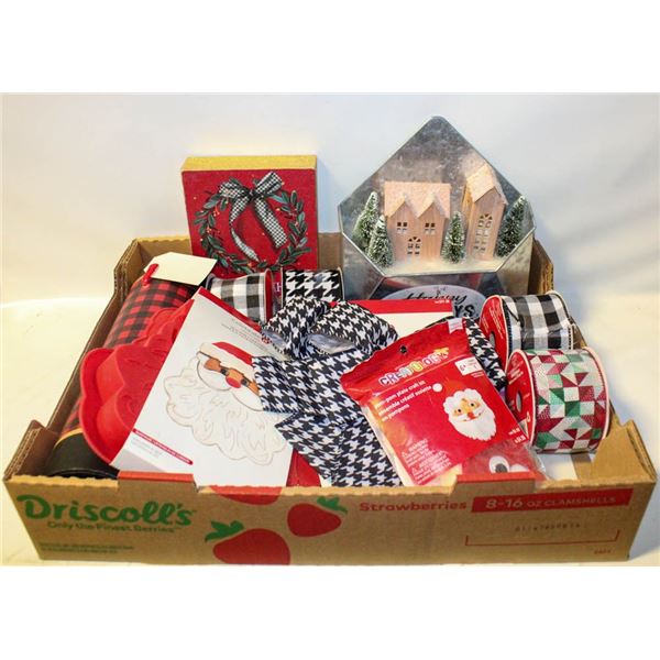 BOX OF NEW  CHRISTMAS DÉCOR & CRAFT ITEMS