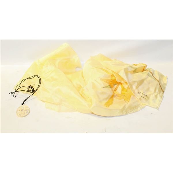 SIGNED PIER CANADA SILK SCARF AND CARVED