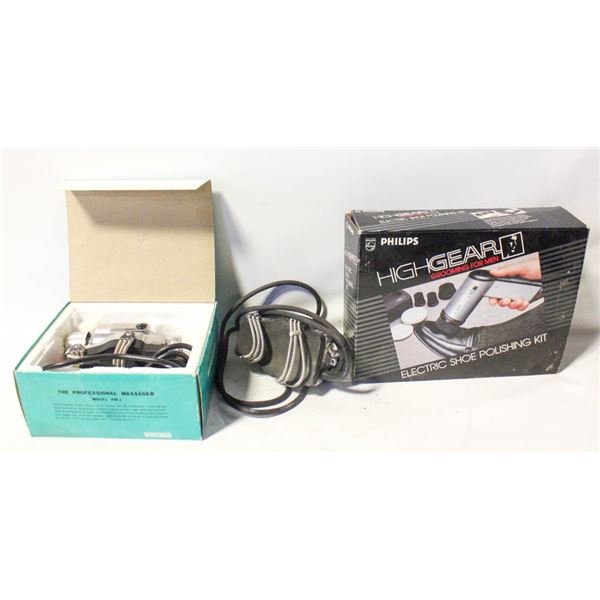 ESTATE LOT OF VINTAGE MASSAGERS AND SHOE POLISHER