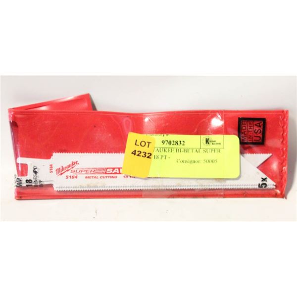 NEW MILWAUKEE BI-BETAL SUPER SAWZALL 18 PT -
