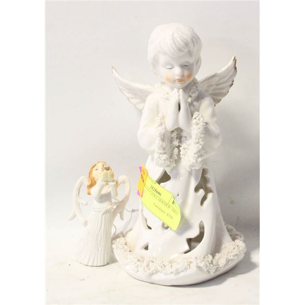 TWO ANGELS CADLE HOLDER+TREE ORNAMENT