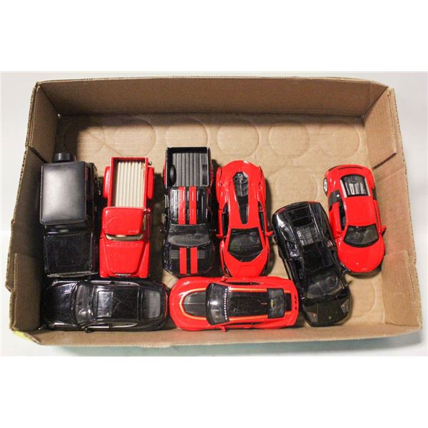 DIECAST CARS & TRUCKS, RED & BLACK,