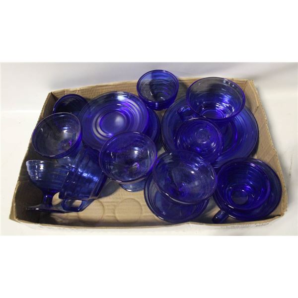 FLAT OF BLUE DEPRESSION GLASS