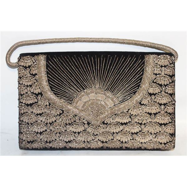 60'S VELVET&SILK EMBROIDERED ZARDOZI ZARI CLUTCH