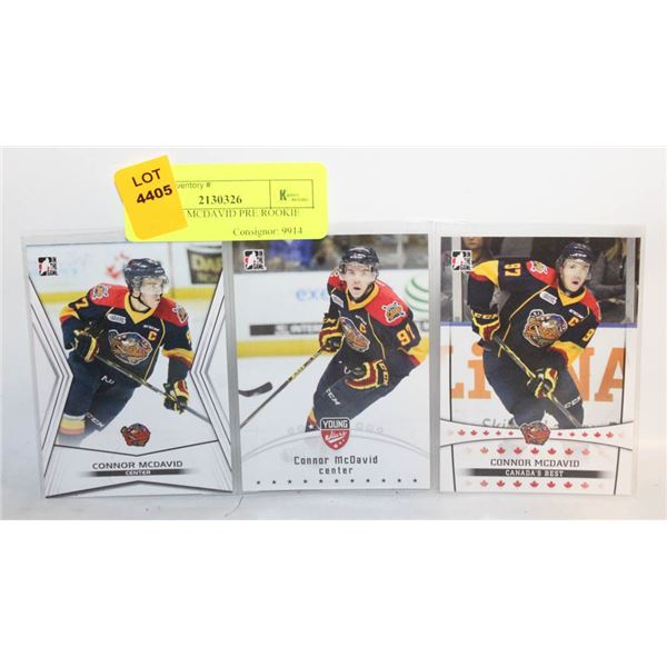 3 CONNOR MCDAVID PRE ROOKIE CARDS