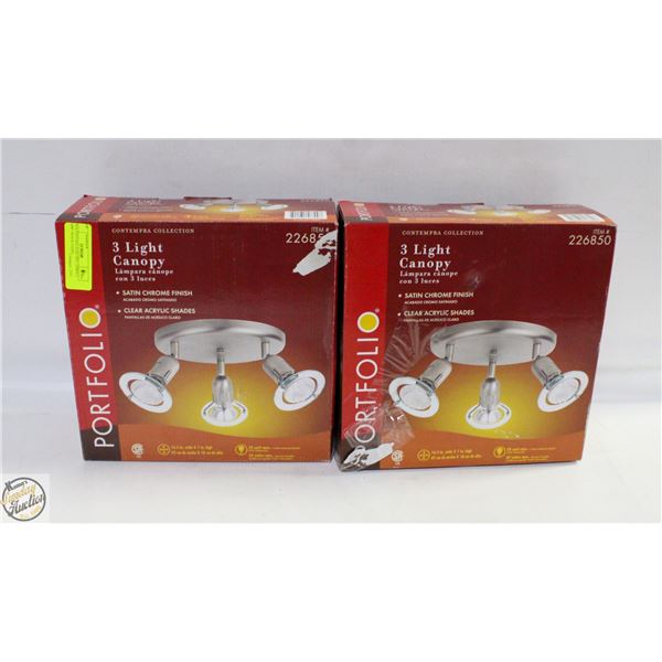 2 PCS VINTAGE ELECTRIC 226850 3 LAMP TRACK LIGHT