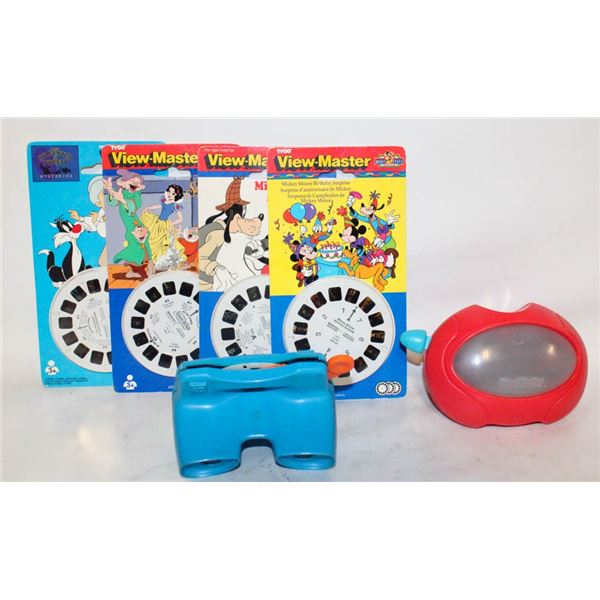 2 VIEWMASTERS AND 4 SETS OF NEW REELS