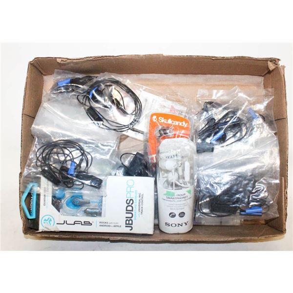 BOX W/ LARGE QUANTITY OF UNUSED EARBUDS
