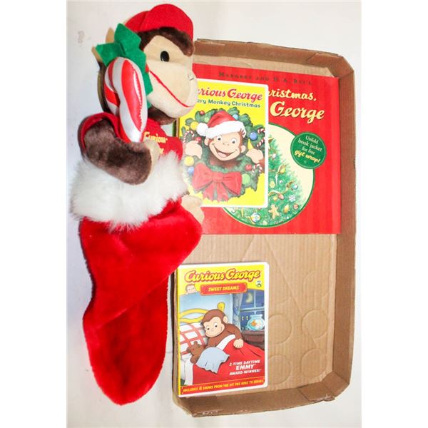 CURIOUS GEORGE BOOK, 3 DVDS & CHRISTMAS