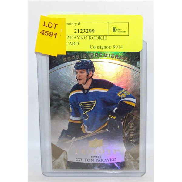 COLTON PARAYKO ROOKIE TRILOGY CARD