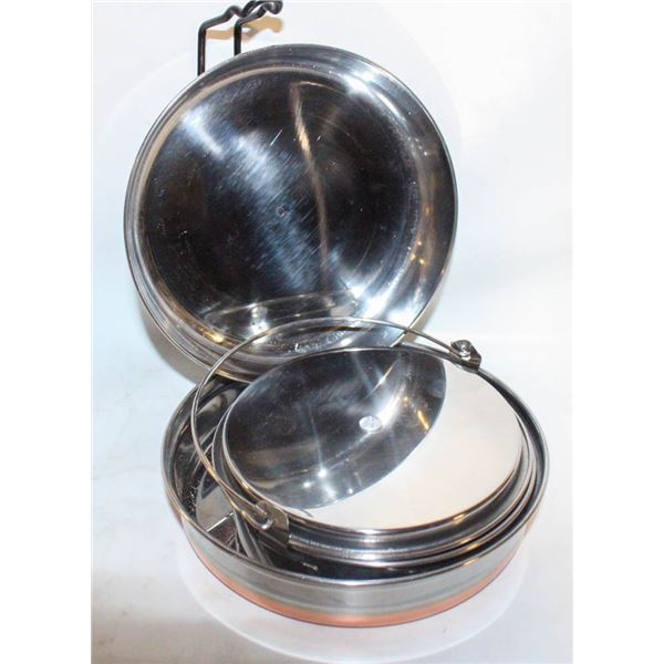 SET OF UNUSED ST. STEEL CAMPING DISHES