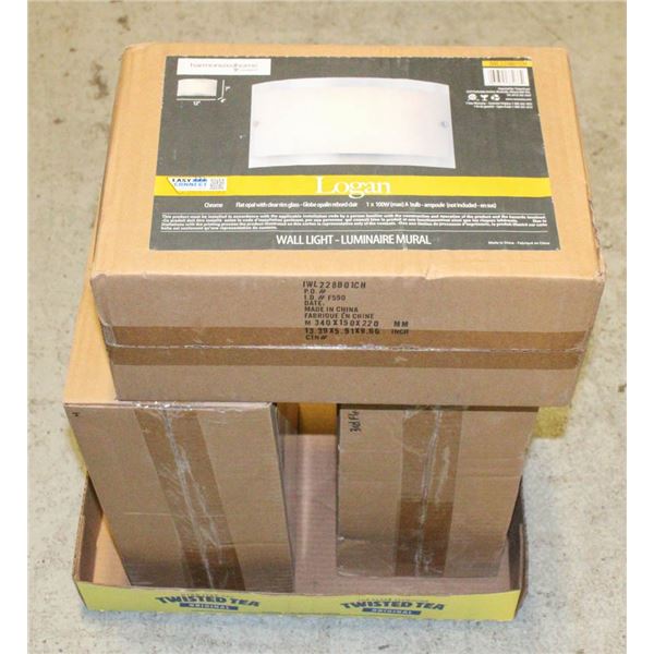 3 LOGAN WALL LIGHT FIXTURES IN BOXES