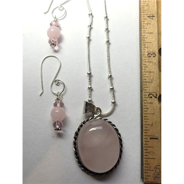 20)  SET OF NATURAL PINK QUARTZ DROP