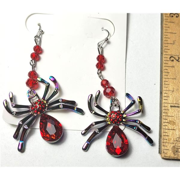 17)  SILVER TONE WITH RED CRYSTALS, SPIDER