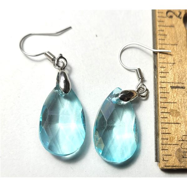 18)  FACETTED SOFT AQUA PEAR SHAPED