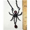 Image 1 : 28)  BLACK SPIDER PENDANT WITH 18" CHAIN &