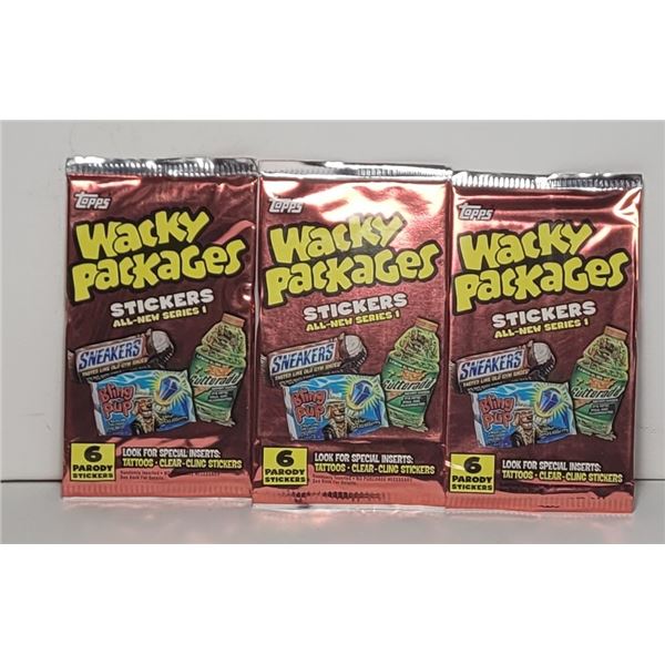 1)  LOT OF 3 PACKAGES OF "WACKY PACKAGES"