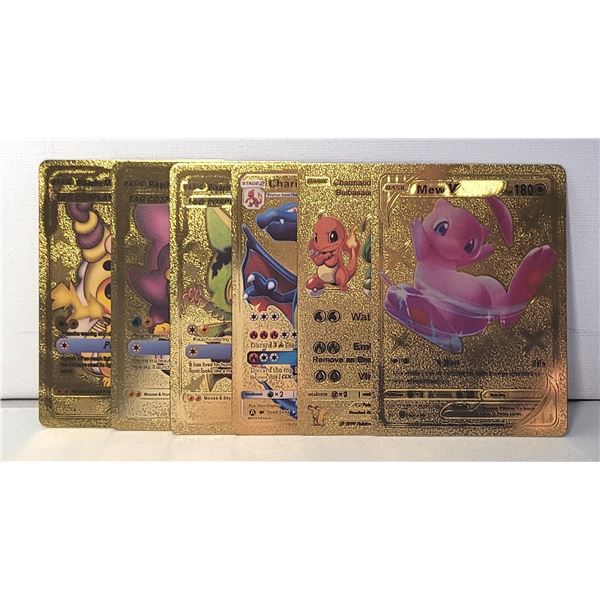 7)  LOT OF 6 POKEMON "GOLD FOIL" CARDS FOR