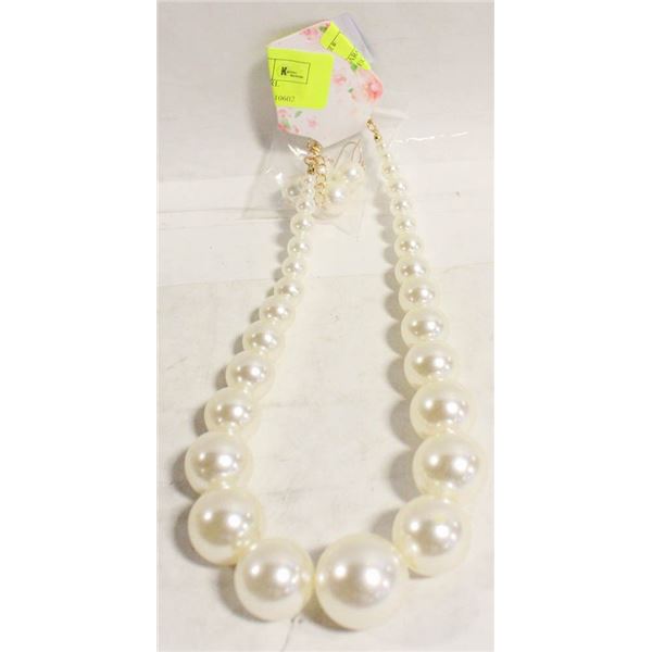 LARGE FASHION BOLD PEARL NECKLACE+MATCHING