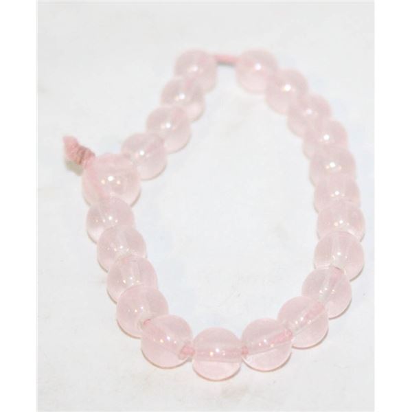 POLISHED ROSE QUARTZ ROUND STONE BRACELET