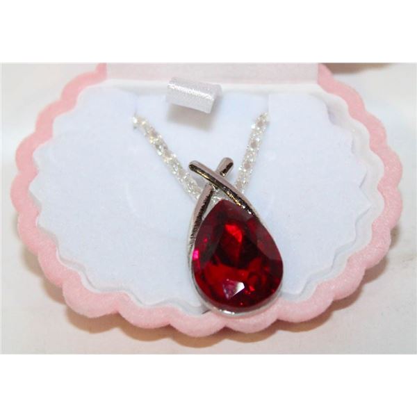 RED ARTIFICIAL CRYSTAL PENDANT, MERMAID NECKLACE