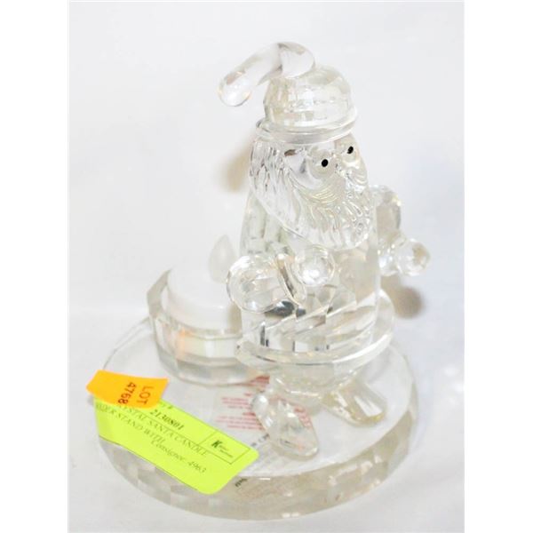 NEW CRYSTAL SANTA CANDLE HOLDER STAND WITH