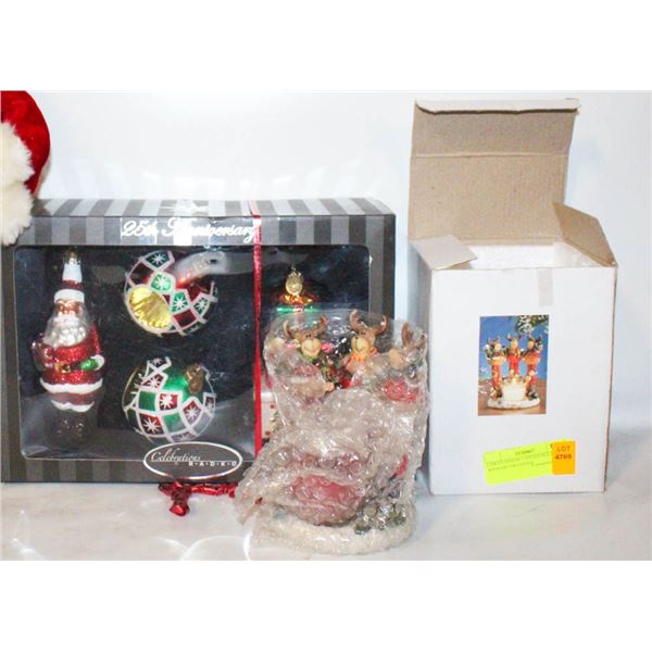 CHRIST-MOOSE CANDLE HOLDER WITH DECORATIONS