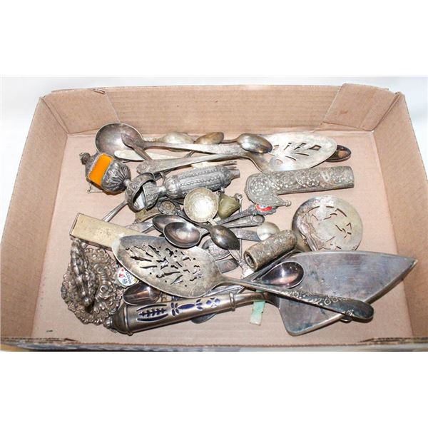 FLAT OF VINTAGE SILVER PLATE ITEMS PLUS