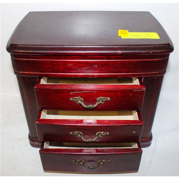 MAHOGONY COLOR JEWLERY BOX WITH POPO TOP AND