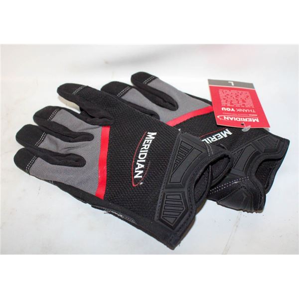 1 PR NEW MERIDIAN WORK GLOVES SIZE L
