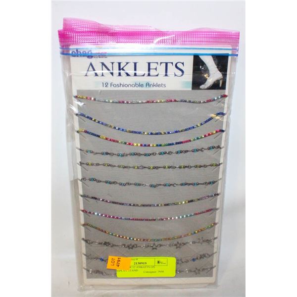 SHAGWEAR 12 ANKLETS ON DISPLAY STAND