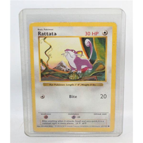 RATTATA SHADOWLESS BASE SET 1999 61/102 CARD