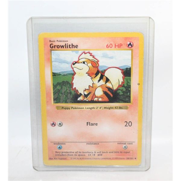 GROWLITHE SHADOWLESS BASE SET 1999 28/102 CARD