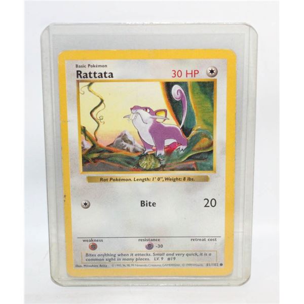 RATTATA SHADOWLESS BASE SET 1999 61/102 CARD