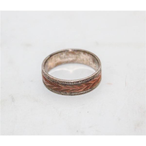 COPPER STAMPED RING SZ 9