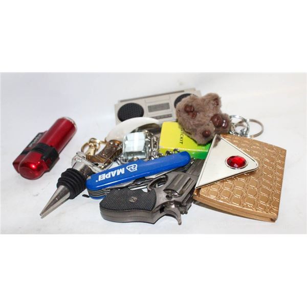 MISC ITEMS-KEYCHAINS/KNIFE/LKIGHTERS/WATCH ETC