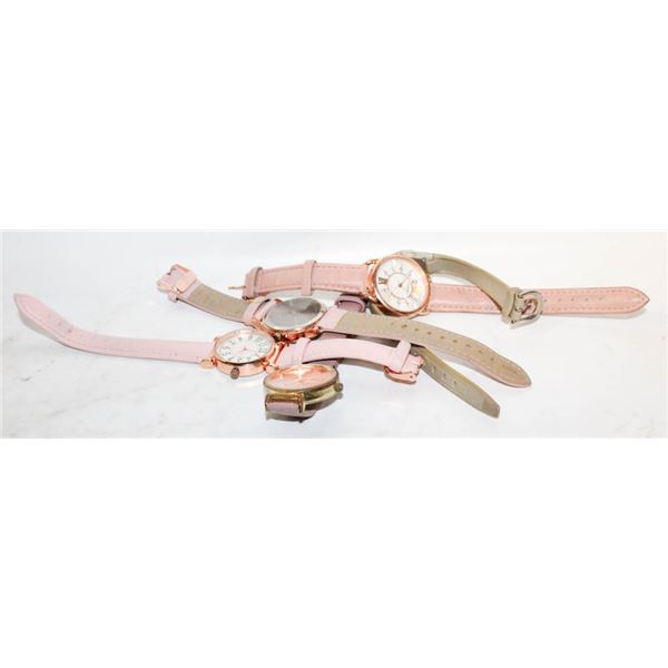 5 LADIES PINK THEMED WATCHES