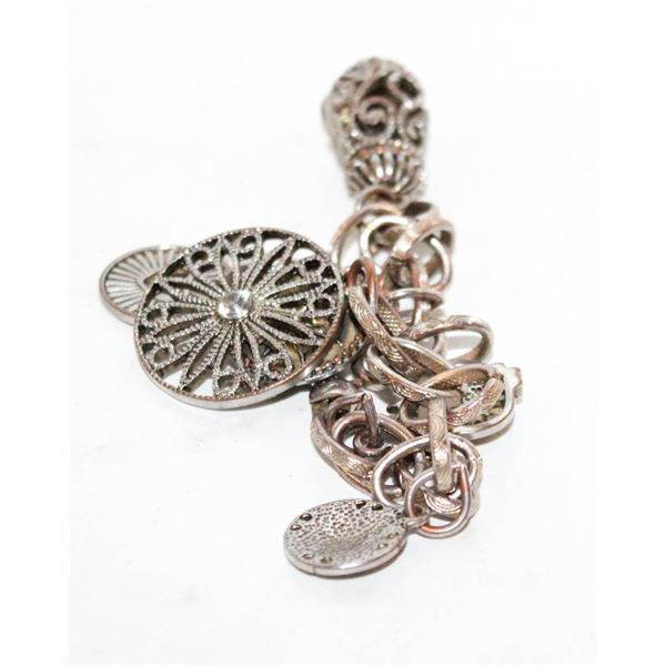 SILVER TONE CHARM BRACELET